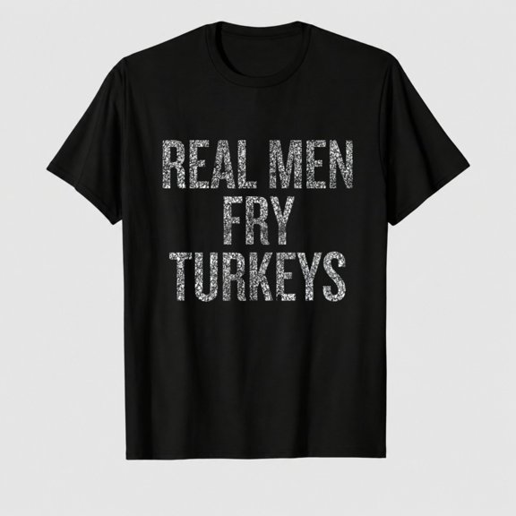 Men's Thanksgiving Turkey Fryer Graphic T-Shirt, Real Men Fry Turkeys 100% Cotton Shirt