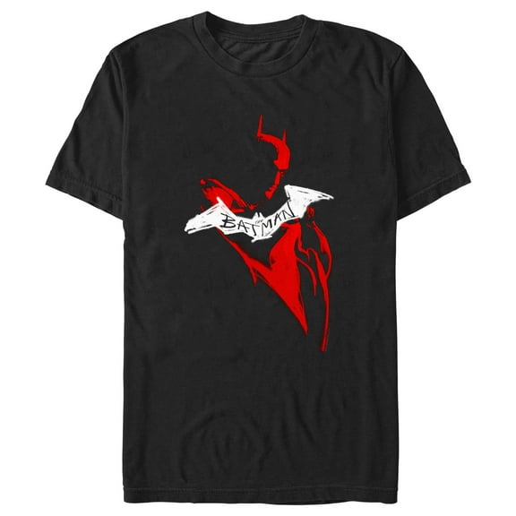Men's The Batman Artistic Red & White Graffiti  Graphic Tee Black Medium