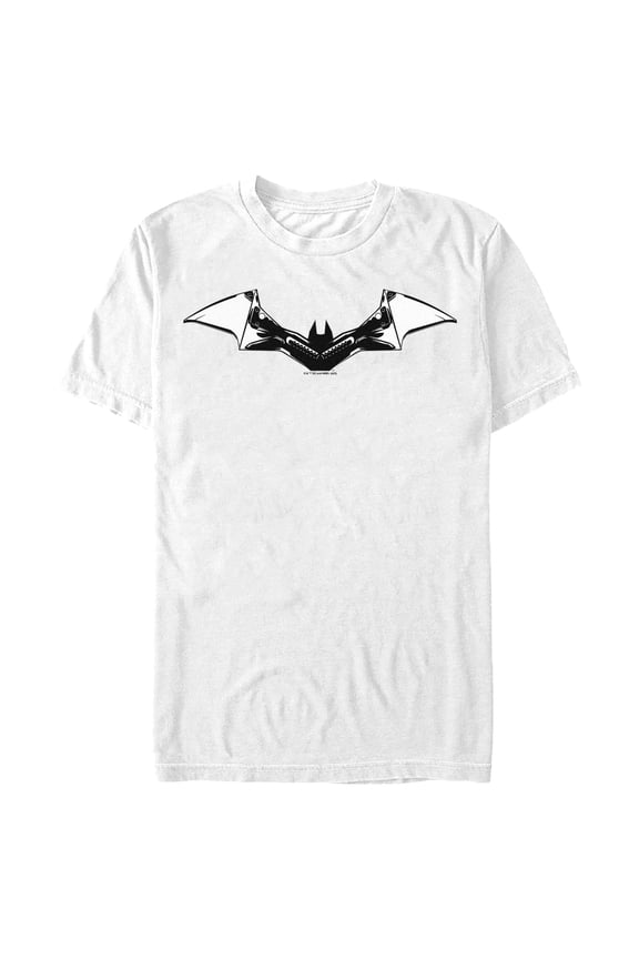 Men's The Batman Black White Bat Logo Graphic Tee White Medium
