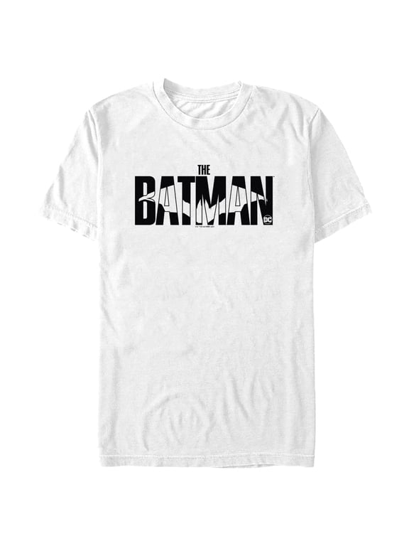 Men's The Batman Black and White Bat Logo Graphic Tee White Large