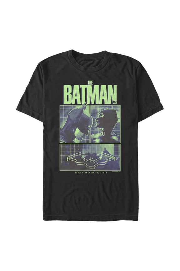 Men's The Batman Dark Knight and Catwoman Panels  Graphic Tee Black X Large