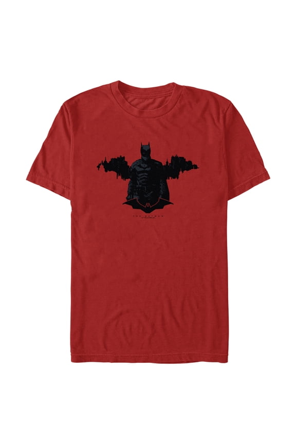 Men's The Batman Gotham Silhouette Graphic Tee Red X Large