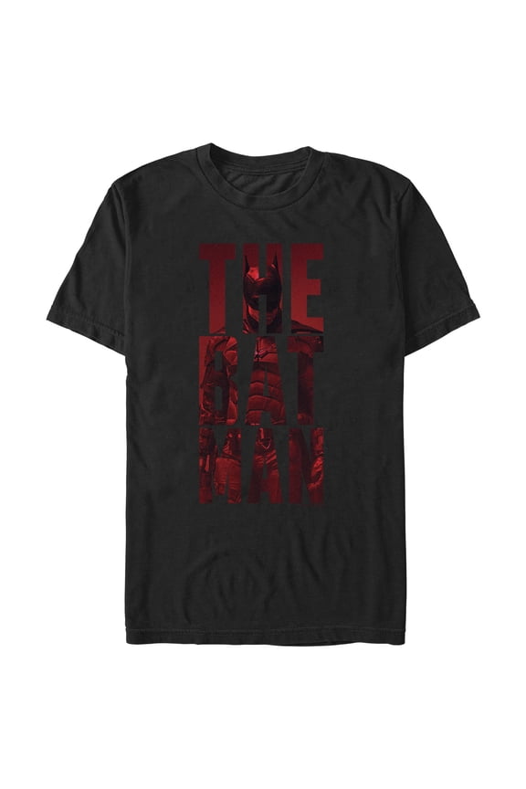 Men's The Batman Red Standing Portrait Graphic Tee Black Large