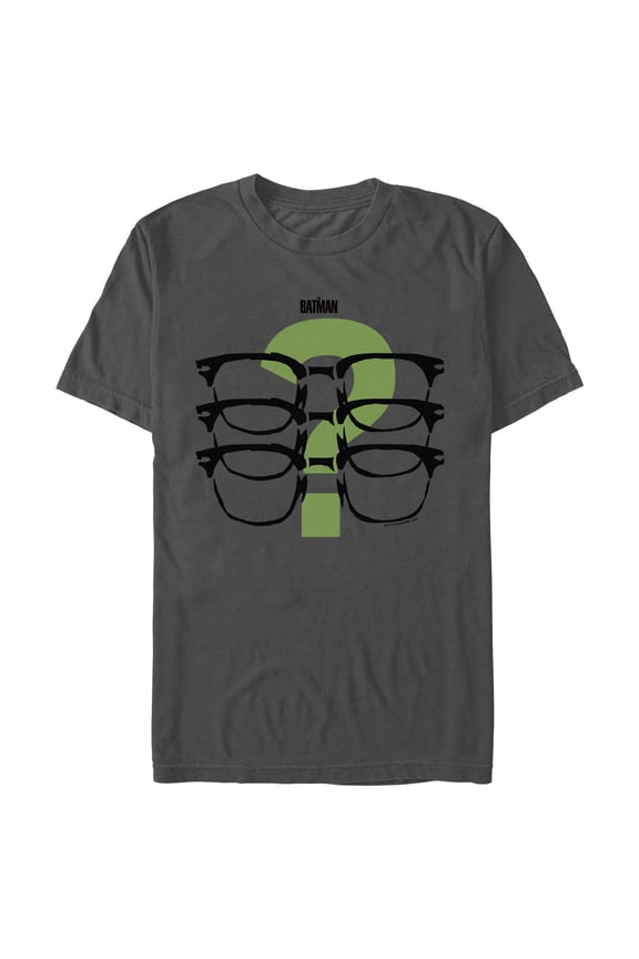 Men's The Batman Riddler Glasses Graphic Tee Charcoal Large