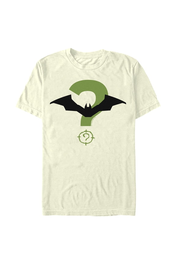 Men's The Batman Riddler and Bat Logo Graphic Tee Beige 3X Large