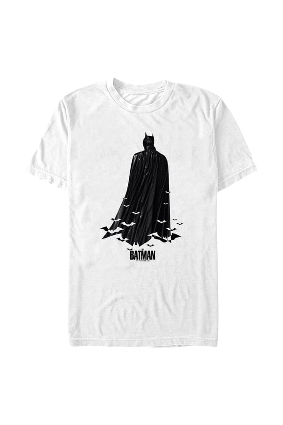 Men's The Batman Silhouette Bats Graphic Tee White Medium