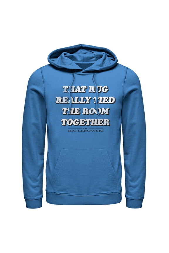 Men's The Big Lebowski Rug Really Tied Room Together Pull Over Hoodie Royal Blue 2X Large