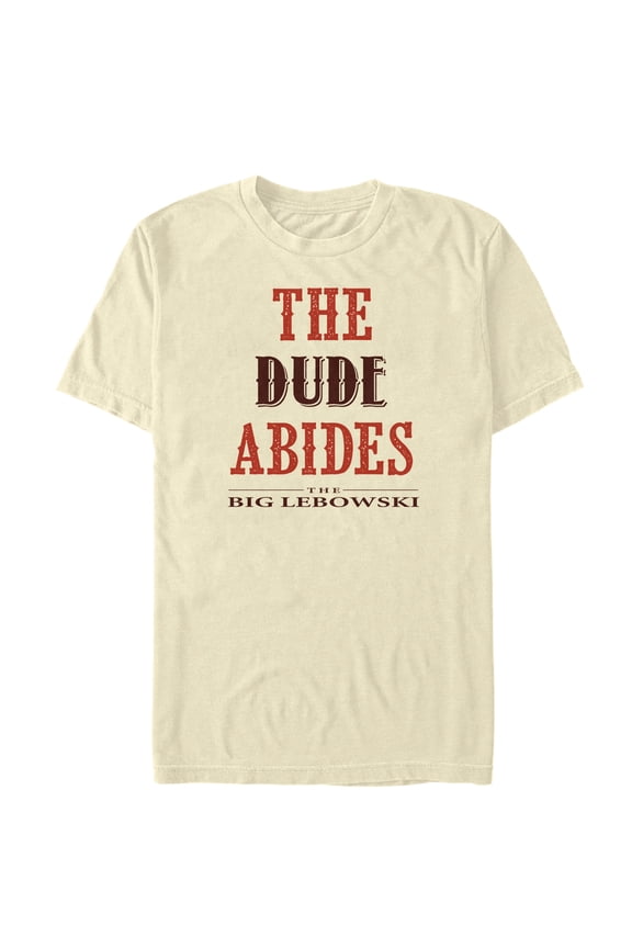Men's The Big Lebowski The Dude Abides Graphic Tee Cream Medium