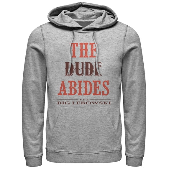 Men's The Big Lebowski The Dude Abides Pull Over Hoodie Athletic Heather Large