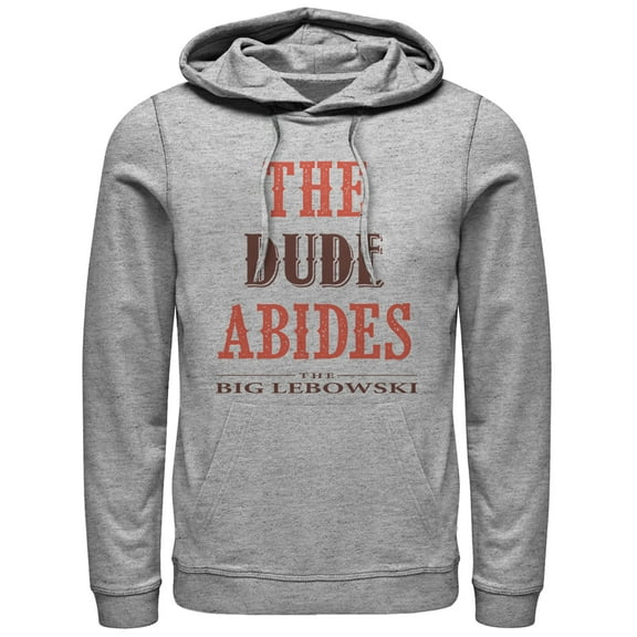 Men's The Big Lebowski The Dude Abides Pull Over Hoodie Athletic Heather Medium