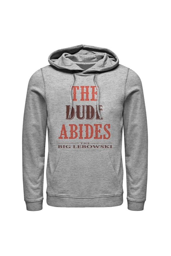 Men's The Big Lebowski The Dude Abides Pull Over Hoodie Athletic Heather Small