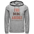 thumbnail image 1 of Men's The Big Lebowski The Dude Abides  Pull Over Hoodie Athletic Heather X Large, 1 of 3
