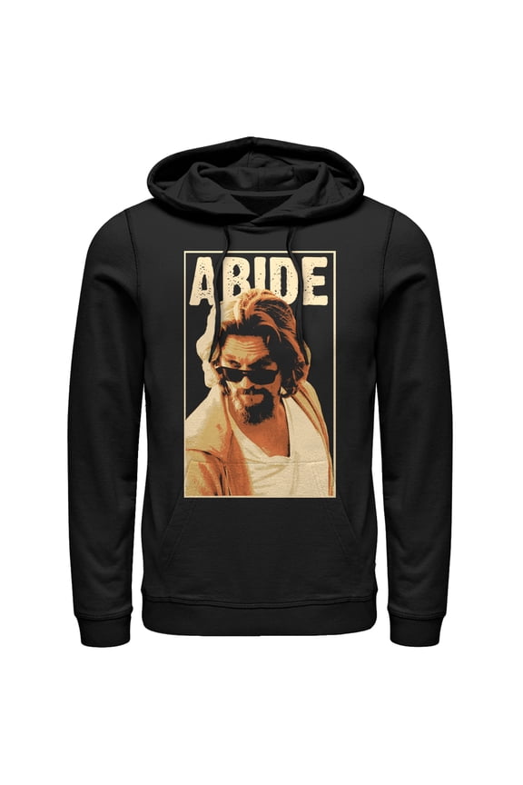 Men's The Big Lebowski The Dude Abides Sunglasses Pose Pull Over Hoodie Black Medium