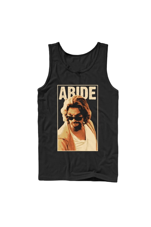 Men's The Big Lebowski The Dude Abides Sunglasses Pose Tank Top Black Medium