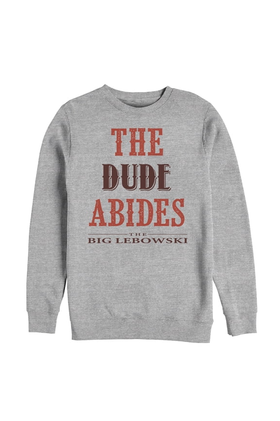 Men's The Big Lebowski The Dude Abides Sweatshirt Athletic Heather Medium