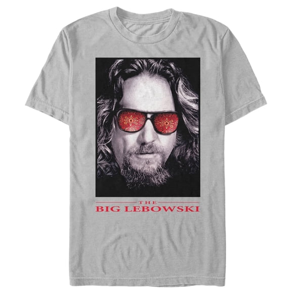 Men's The Big Lebowski The Dude Sunglasses Poster Graphic Tee Silver 3X Large