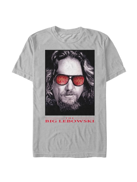 Men's The Big Lebowski The Dude Sunglasses Poster Graphic Tee Silver X Large