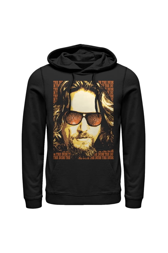 Men's The Big Lebowski The Dude Text Poster Pull Over Hoodie Black Small