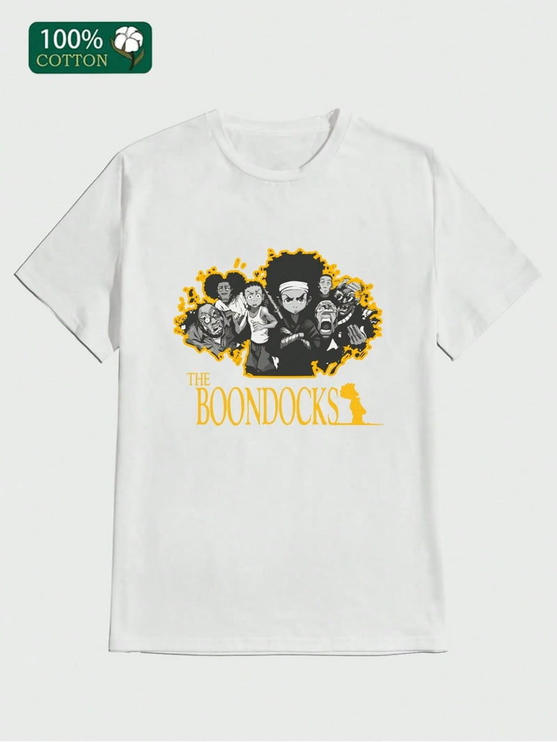 Men's The Boondocks T Shirts Cartoon Casual Print, Comfortable and  Versatile, Letter Pattern Pure Cotton 220g Printed T-shirt 100% Cotton -  Walmart.com, image size:800x1067