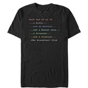 Men's The Breakfast Club Each One Of Us Stereotype  Graphic Tee Black 5X Large