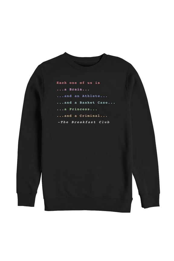 Men's The Breakfast Club Each One Of Us Stereotype Sweatshirt Black Small