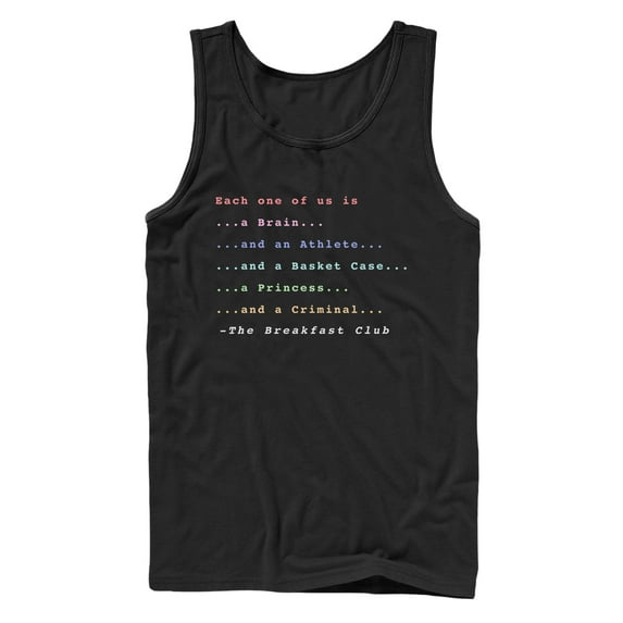 Men's The Breakfast Club Each One Of Us Stereotype Tank Top Black Large