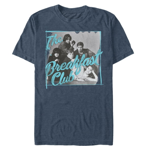 Men's The Breakfast Club Grayscale Character Pose  Graphic Tee Navy Blue Heather 4X Large