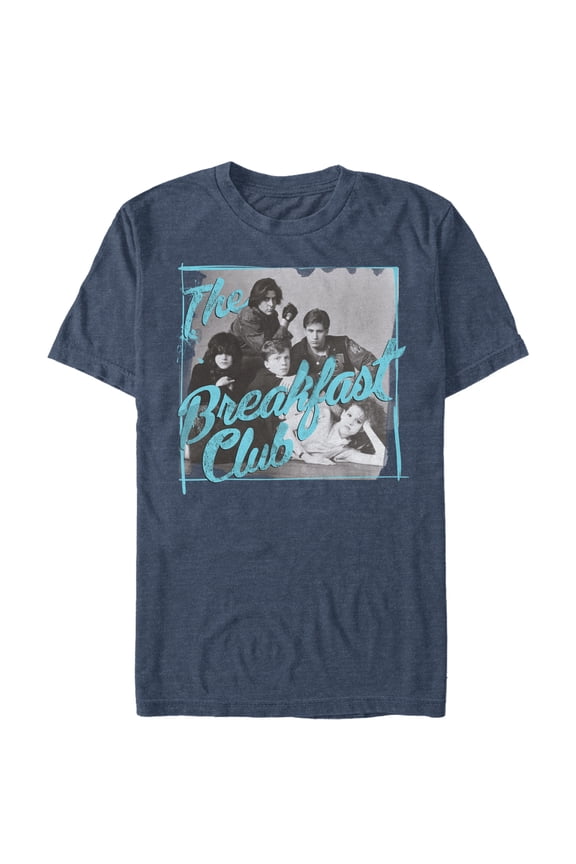 Men's The Breakfast Club Grayscale Character Pose Graphic Tee Navy Blue Heather 5X Large