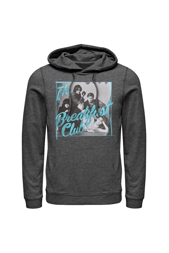 Men's The Breakfast Club Grayscale Character Pose Pull Over Hoodie Charcoal Heather Large