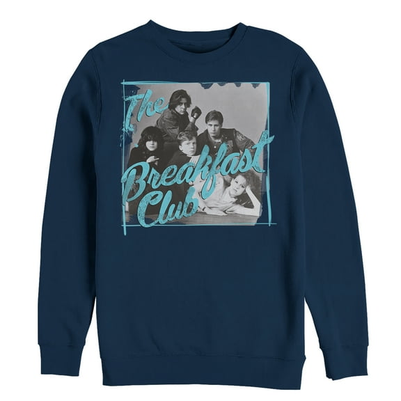 Men's The Breakfast Club Grayscale Character Pose  Sweatshirt Navy Blue Medium