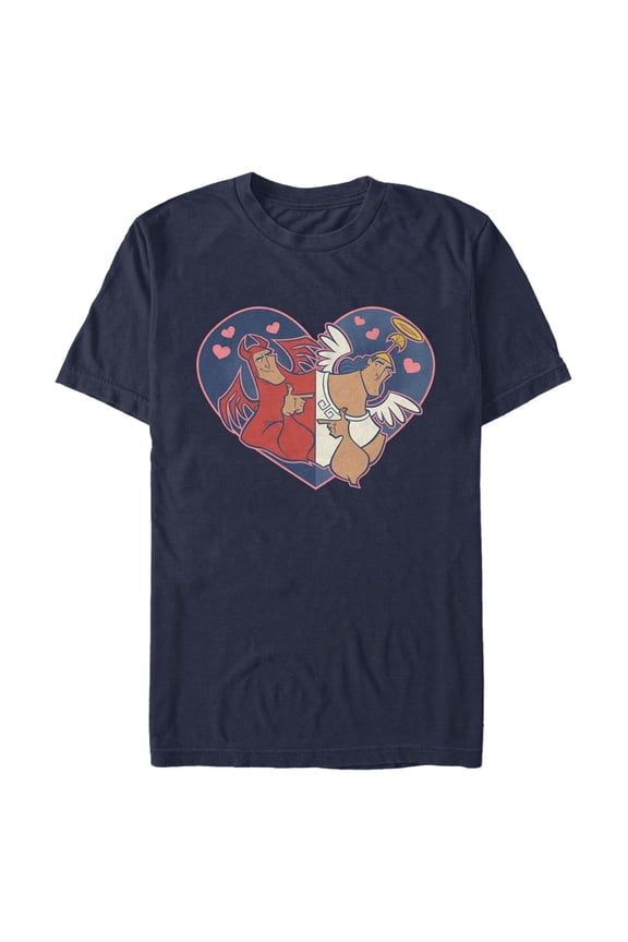 Men's The Emperor's New Groove Angel and Devil Kronk Graphic Tee Navy Blue Large