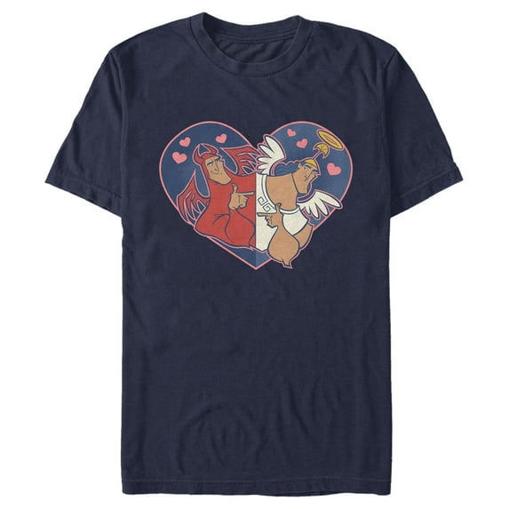 Men's The Emperor's New Groove Angel and Devil Kronk Graphic Tee Navy Blue Small