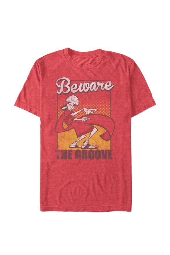 Men's The Emperor's New Groove Beware Stare Graphic Tee Red Heather Small