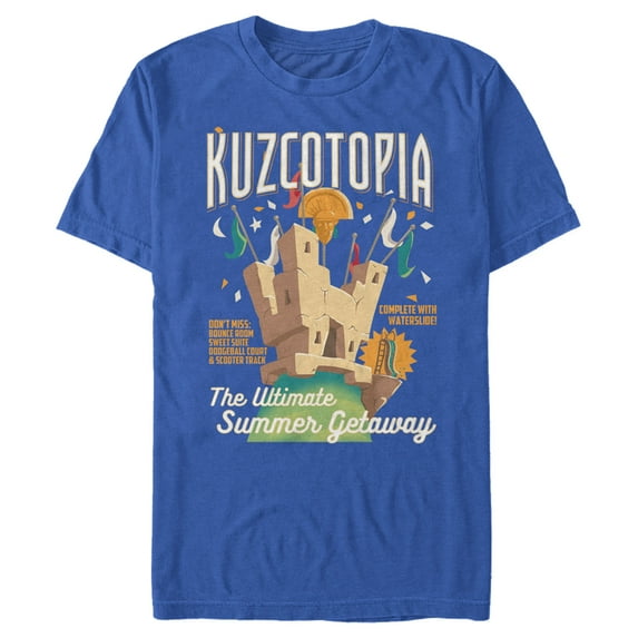 Men's The Emperor's New Groove Kuzcotopia Summer Getaway Graphic Tee Royal Blue Small