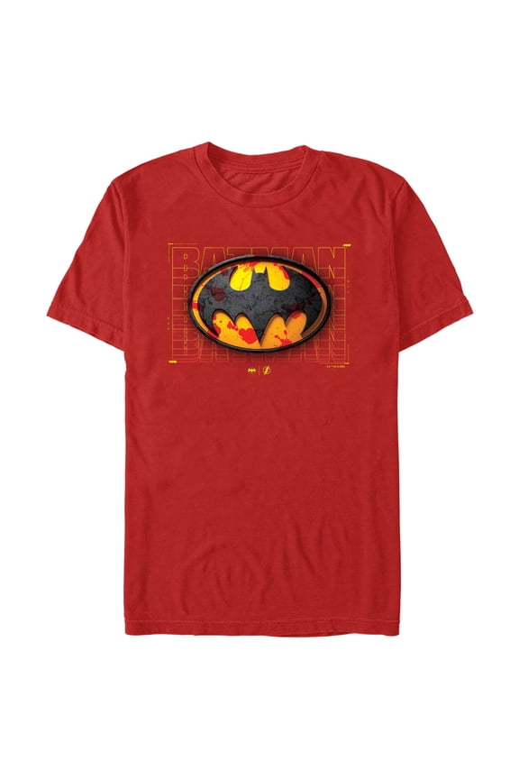 Men's The Flash Batman 3D Logo Graphic Tee Red Medium