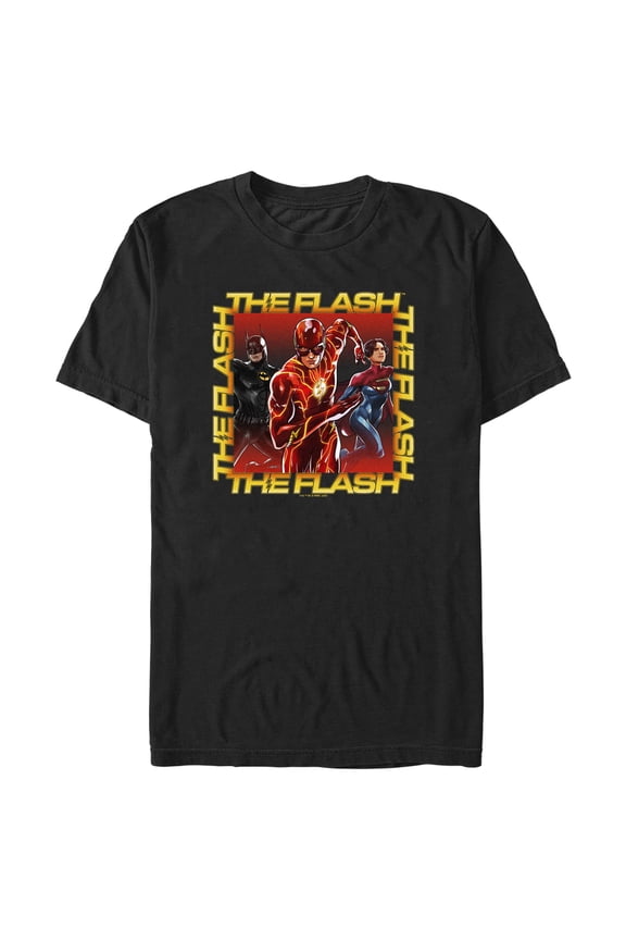 Men's The Flash Boxed Superheroes Graphic Tee Black 3X Large