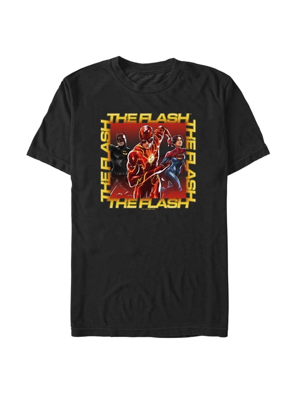 Men's The Flash Boxed Superheroes Graphic Tee Black Medium
