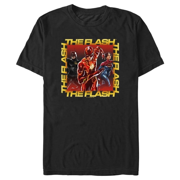 Men's The Flash Boxed Superheroes  Graphic Tee Black X Large