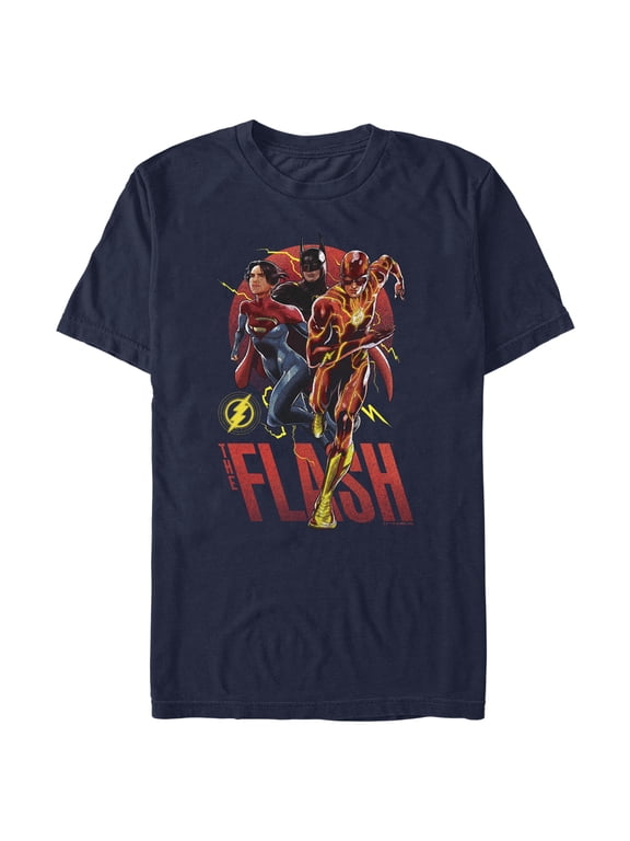 Men's The Flash Distressed Superheroes Team Graphic Tee Navy Blue 3X Large