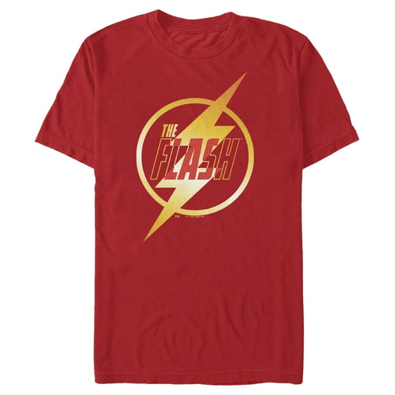 Men's The Flash Gold Lightning Emblem Graphic Tee Red Large