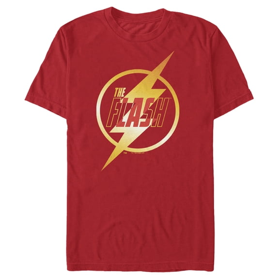 Men's The Flash Gold Lightning Emblem Graphic Tee Red X Large