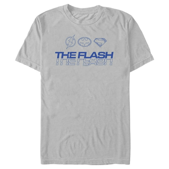 Men's The Flash Heroes Classic Blue Emblems  Graphic Tee Silver 2X Large
