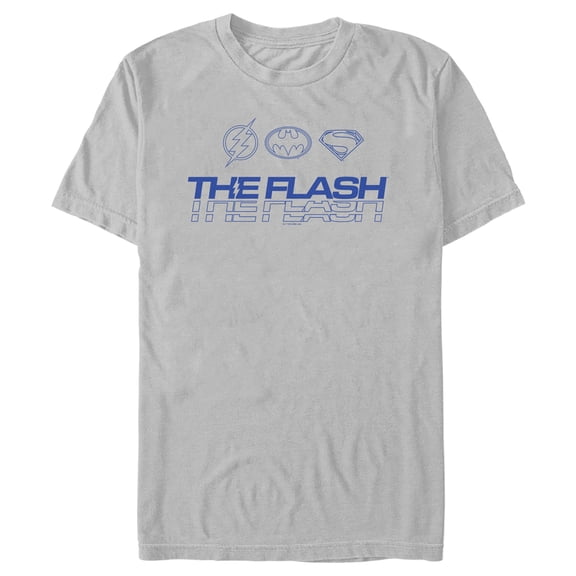 Men's The Flash Heroes Classic Blue Emblems Graphic Tee Silver Large