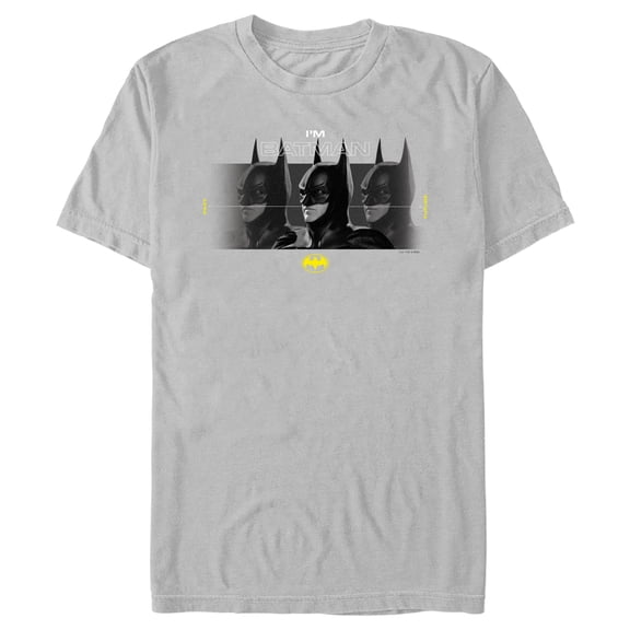 Men's The Flash I'm Batman Side Portraits Graphic Tee Silver 2X Large