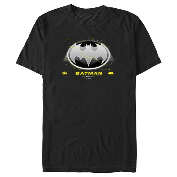Men's The Flash Lightning Batman Logo  Graphic Tee Black 2X Large