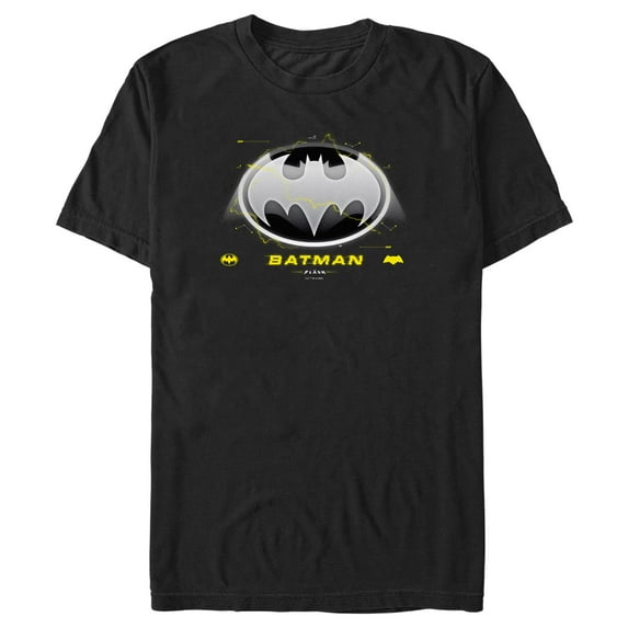 Men's The Flash Lightning Batman Logo Graphic Tee Black Small