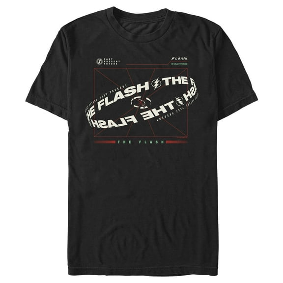 Men's The Flash Multiverse Curved Logo Graphic Tee Black X Large