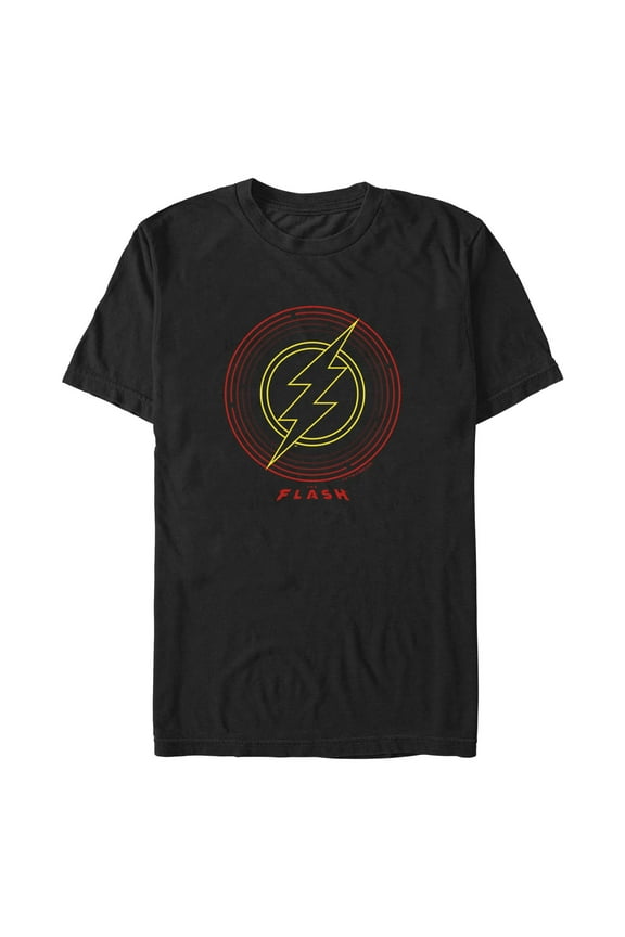 Men's The Flash Neon Lightning Bolt Stamp Graphic Tee Black Medium