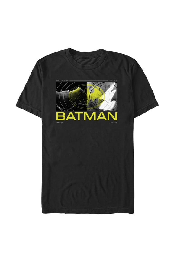 Men's The Flash Neon Yellow Batman Logo Graphic Tee Black 3X Large