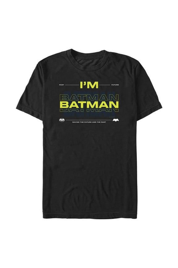 Men's The Flash Neon Yellow I'm Batman Graphic Tee Black Large